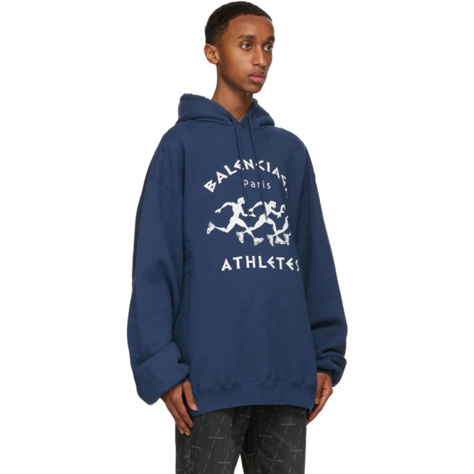 BALENCIAGA NAVY MARATHON SPORT HOODIE