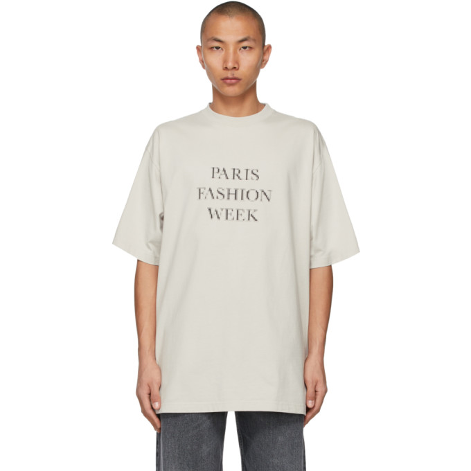 BALENCIAGA GREY 'PARIS FASHION WEEK' T-SHIRT