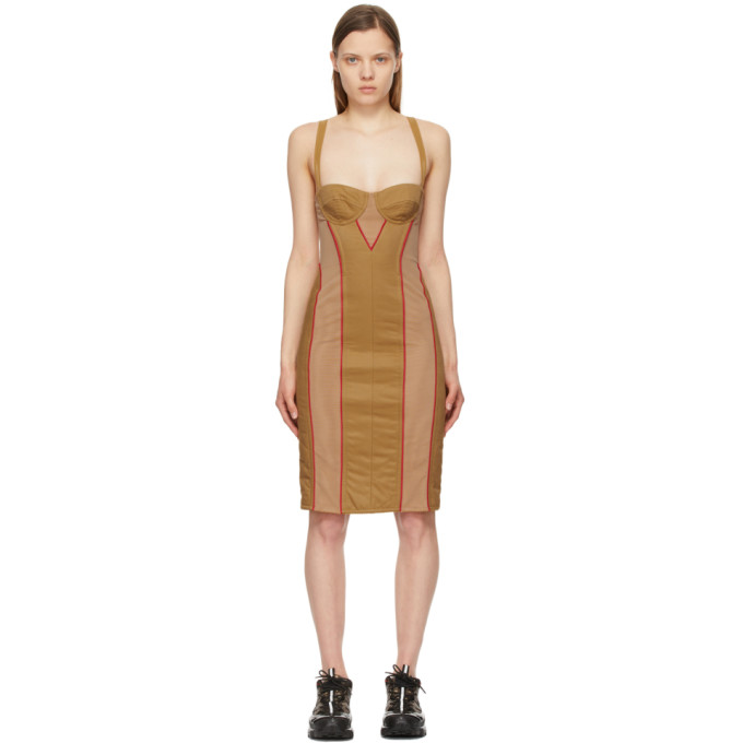 BURBERRY TAN QUILTED ALANIS CORSET DRESS