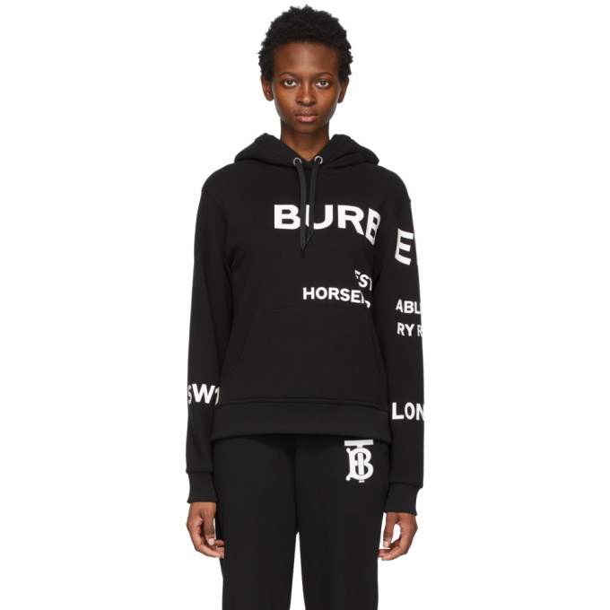 BURBERRY BLACK OVERSIZED 'HORSEFERRY' HOODIE