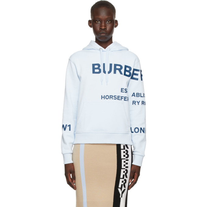 BURBERRY BLUE OVERSIZED 'HORSEFERRY' HOODIE