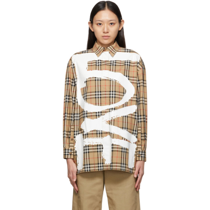 BURBERRY BEIGE OVERSIZED 'LOVE' BRIGITTE SHIRT