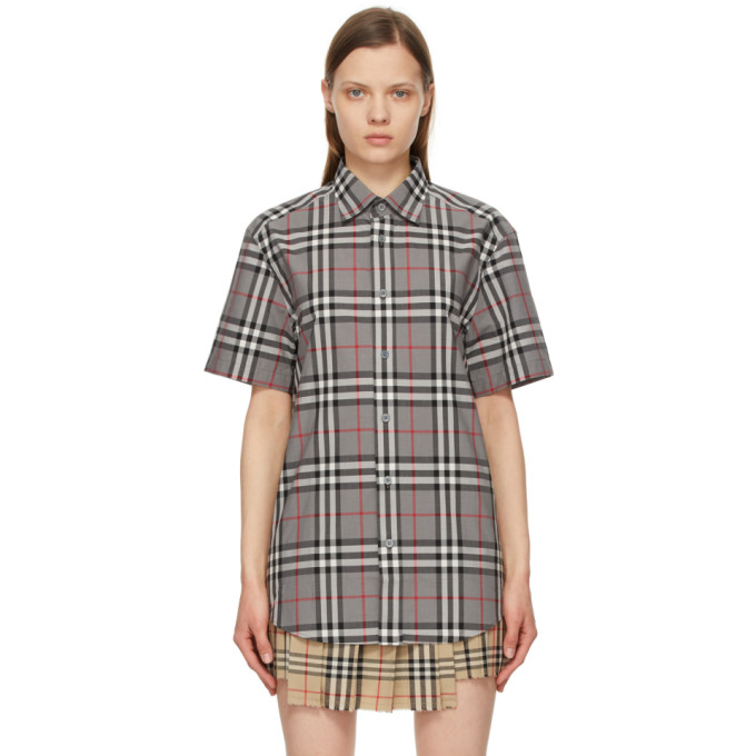 BURBERRY GREY CHECK CAXTON SHORT SLEEVE SHIRT