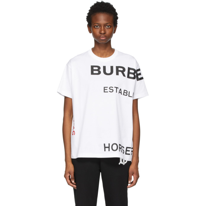 Click to view more detailed imagery on our partner's website Burberry Carrick Exploded Horseferry Print Oversized T-shirt In White