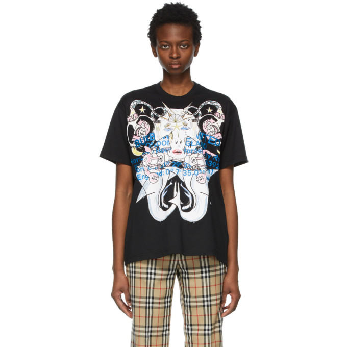 BURBERRY BLACK MONTAGE PRINT T-SHIRT