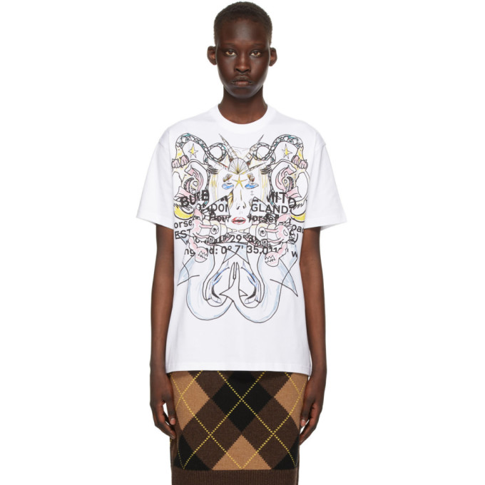 Burberry White Oversized Montage Print T-shirt