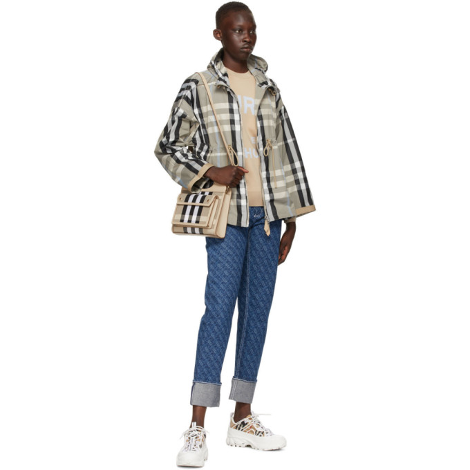 Shop Burberry White & Beige Check Arthur Sneakers In Archive Beige/white