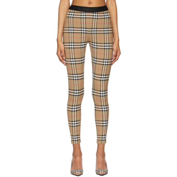 Click to view more detailed imagery on our partner's website Burberry Beige Vintage Check Belvoir Leggings In A5145 Yello