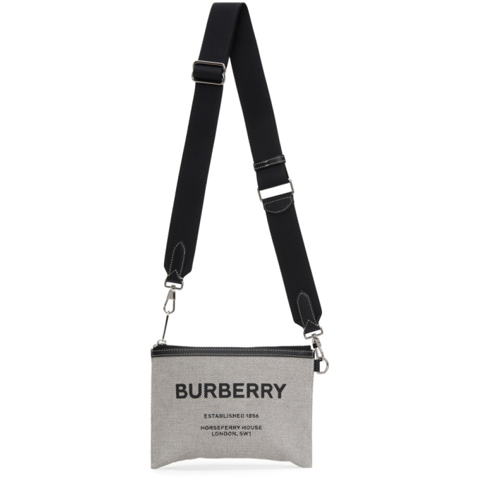 BURBERRY GREY CANVAS CALLUM CROSSBODY BAG