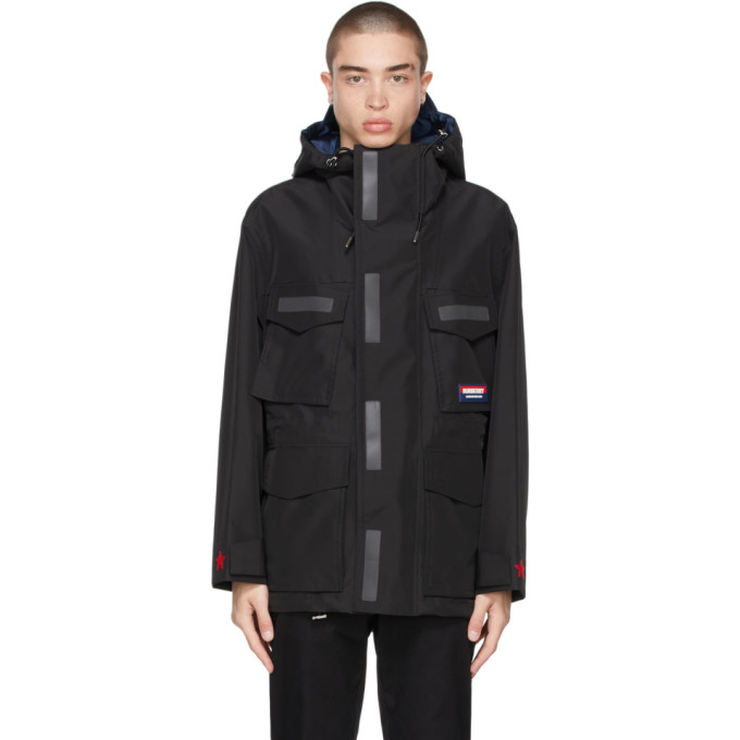 BURBERRY BLACK REFLECTIVE TRIM TECHNICAL PARKA