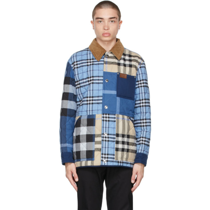 BURBERRY BLUE COTTON CHECK JACKET