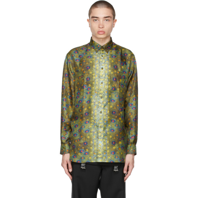 BURBERRY GREEN FISH SCALE PRINT SHIRT