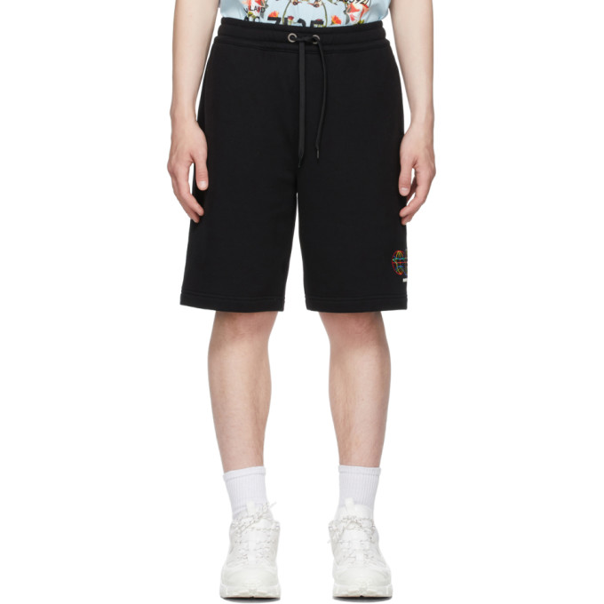 BURBERRY BLACK GLOBE GRAPHIC SHORTS