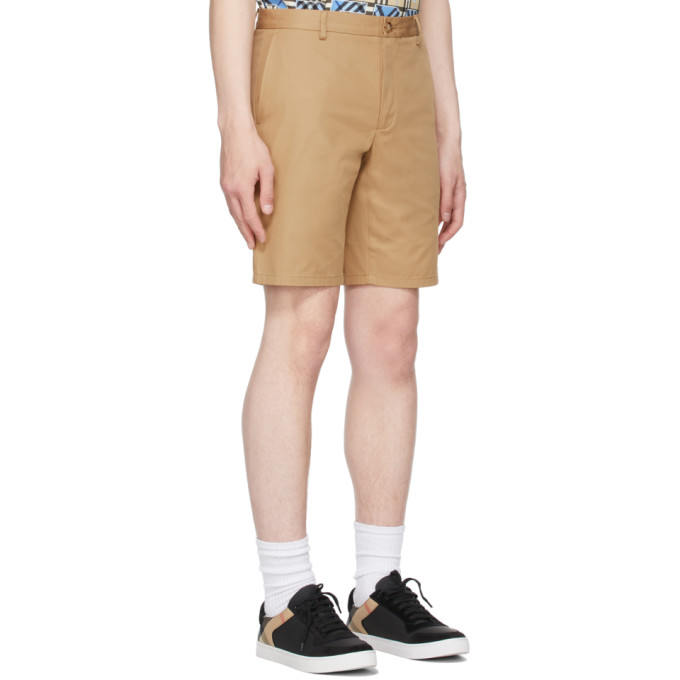 Shop Burberry Beige Shibden Chino Shorts In Camel