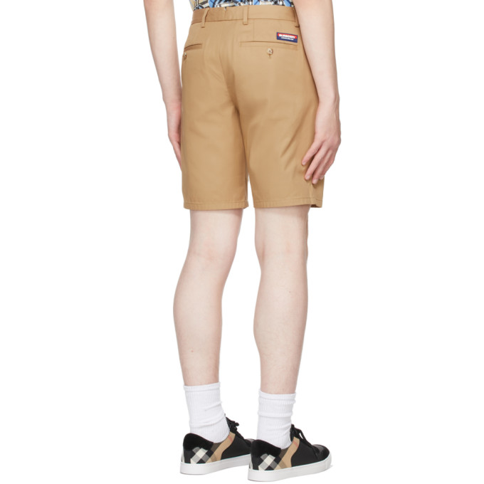 Shop Burberry Beige Shibden Chino Shorts In Camel