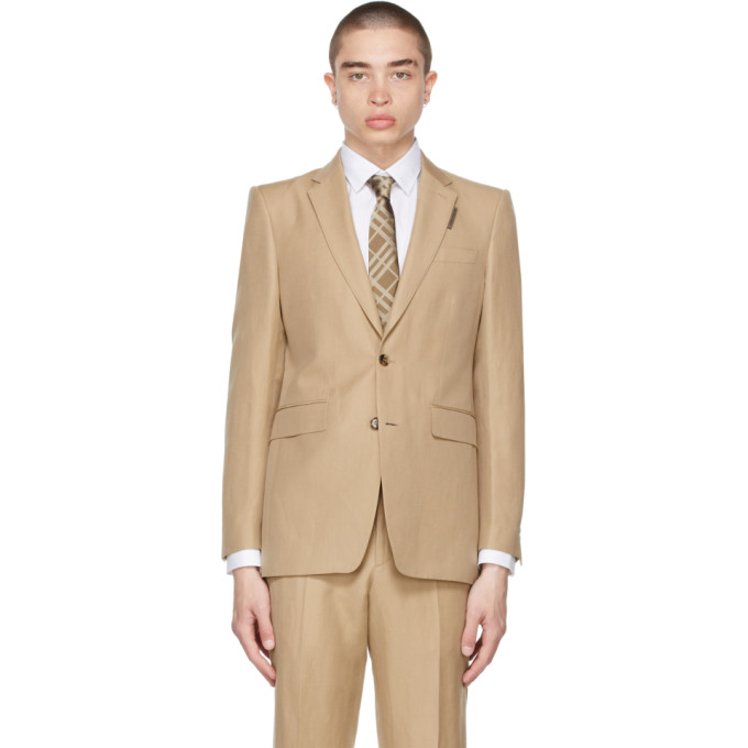 BURBERRY BEIGE LINEN CLASSIC FIT BLAZER