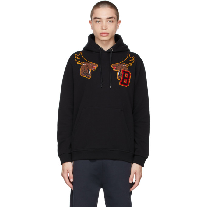 BURBERRY BLACK CARSON VARSITY BADGE HOODIE