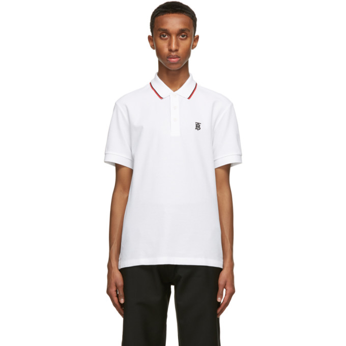 Click to view more detailed imagery on our partner's website Burberry Walton Tb Embroidered Short Sleeve Cotton Pique Polo In White