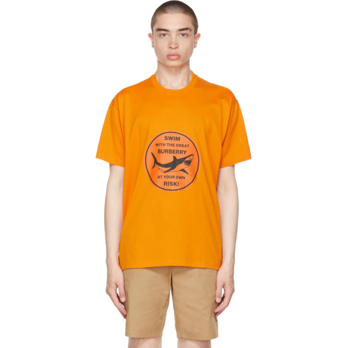 BURBERRY ORANGE OVERSIZED SHARK GRAPHIC T-SHIRT