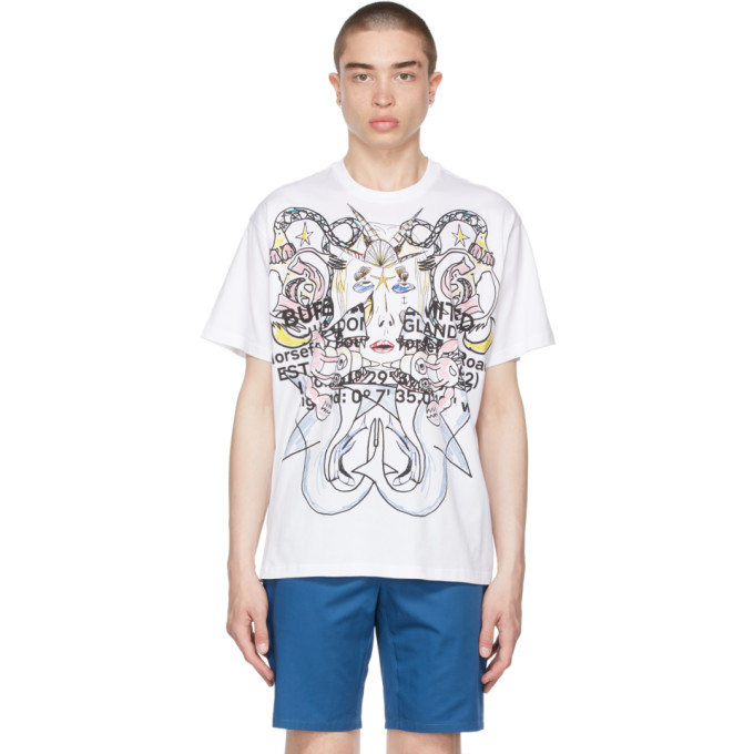 BURBERRY WHITE OVERSIZED MONTAGE PRINT T-SHIRT