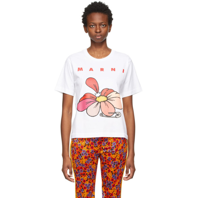 MARNI WHITE FLOWER T-SHIRT