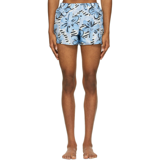 MARNI BLUE BRUSHED DAISY PRINT SWIM SHORTS