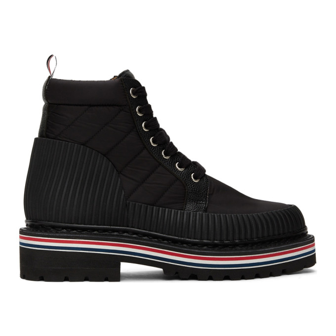 THOM BROWNE BLACK ALL TERRAIN ANKLE BOOTS