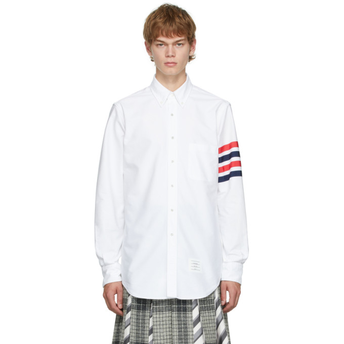 THOM BROWNE WHITE OXFORD GG TOP BAR CLASSIC FIT SHIRT