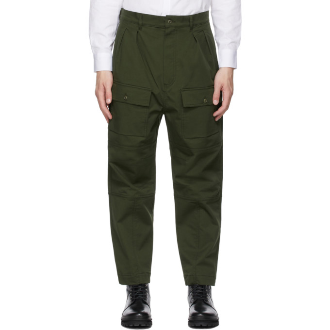 Maison Kitsuné Khaki Patched Pockets 2 Pleats Cargo Pants In Green ...