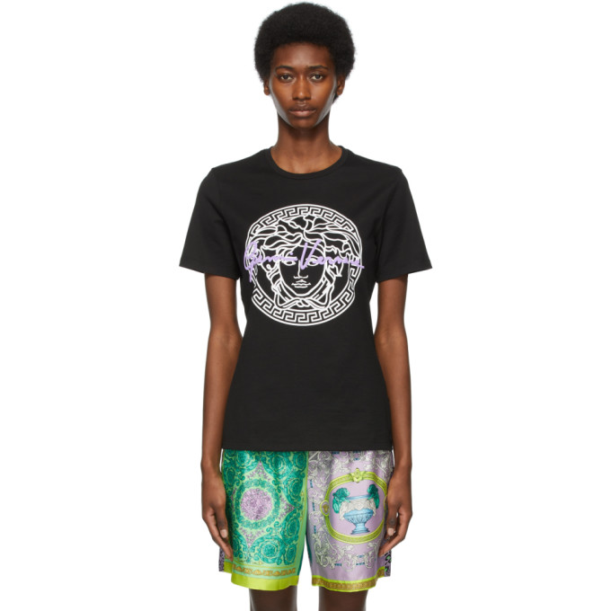 VERSACE VERSACE SSENSE 独家发售黑色 GV SIGNATURE MEDUSA T 恤