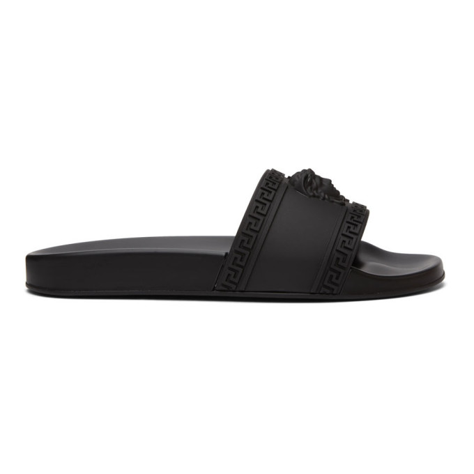 Click to view more detailed imagery on our partner's website Versace Black Medusa Pool Slides In D41 Black