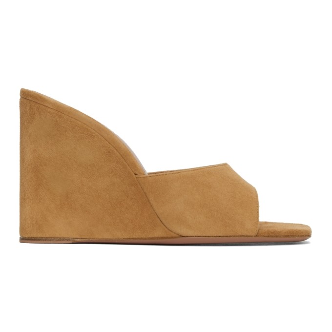 AMINA MUADDI BROWN SUEDE LUPITA WEDGE HEELED SANDALS