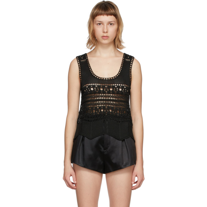 SAINT LAURENT BLACK CROCHET TANK TOP