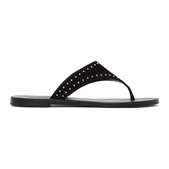 Saint Laurent Black Suede Gia Flat Sandals