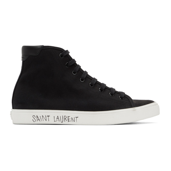 SAINT LAURENT BLACK MALIBU MID-TOP SNEAKERS