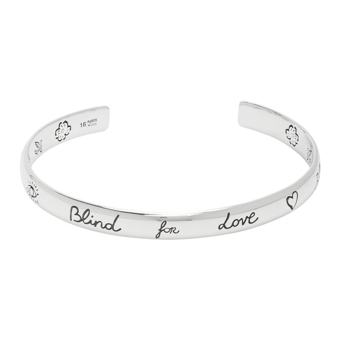 Click to view more detailed imagery on our partner's website Gucci Blind For Love 6mm Sterling Silver Cuff Bracelet