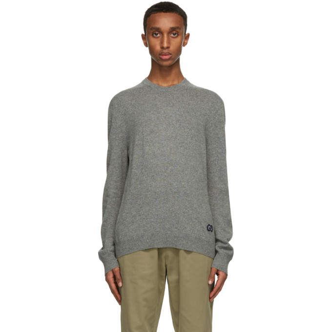 Click to view more detailed imagery on our partner's website Gucci Grey Cashmere Gg Sweater In 1037 Grey/m