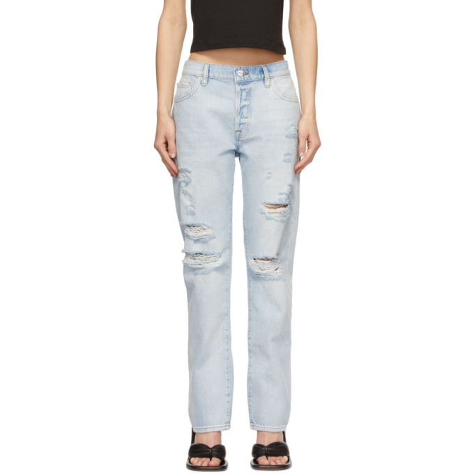 Frame Le Slouch Distressed Straight-leg 