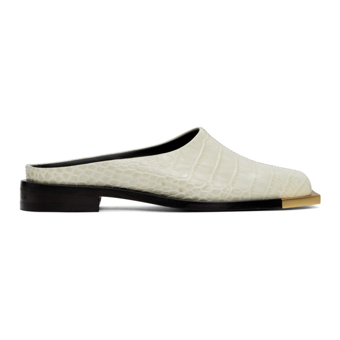 PETER DO OFF-WHITE CROC METAL SQUARE TOE LOAFERS