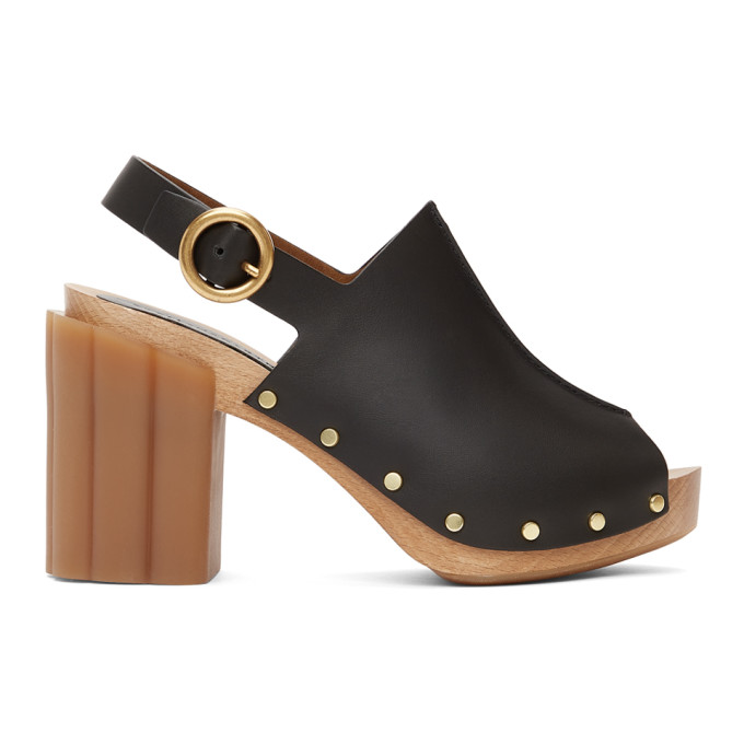 STELLA MCCARTNEY BLACK STUD DAISY SLINGBACK SANDALS