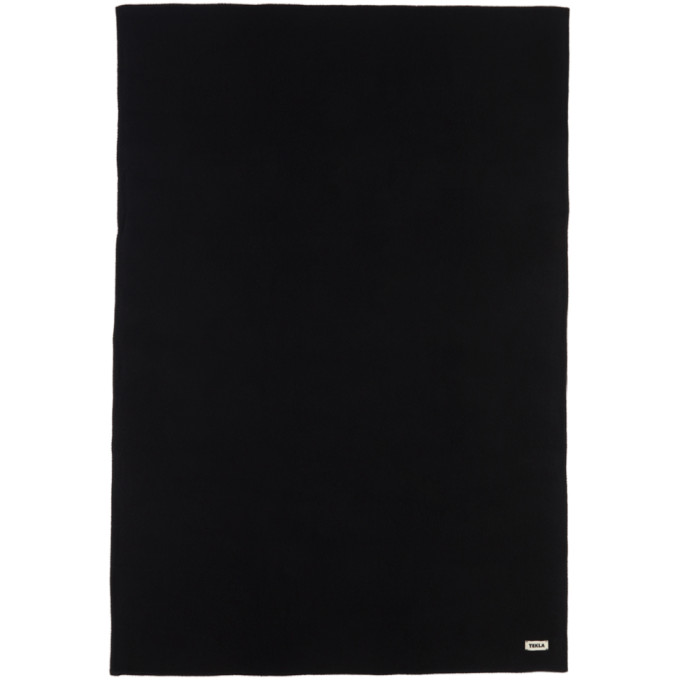 Shop Tekla Black Pure New Wool Blanket In Blacksolid