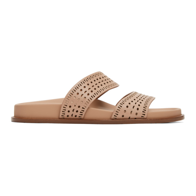 ALAÏA PINK VIENNE VAGUE FLAT MULES