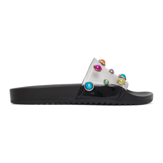 SOPHIA WEBSTER BLACK PVC DINA SLIDES