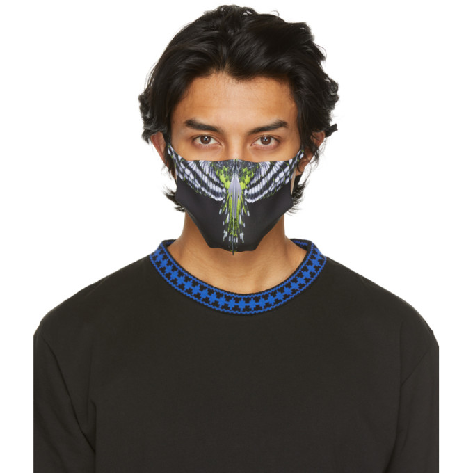 MARCELO BURLON COUNTY OF MILAN GREY & GREEN BIRDS WINGS FACE MASK