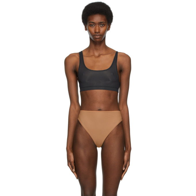 Skims Fits Everybody Stretch Satin-jersey Thong Bodysuit In Neutral