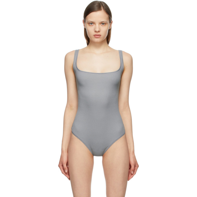 SKIMS GREY COTTON RIB BODYSUIT