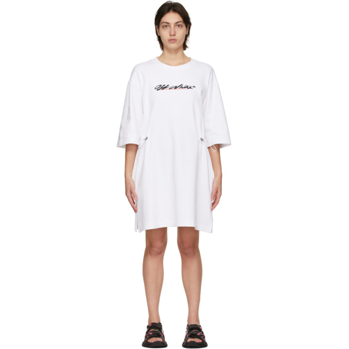 OFF-WHITE WHITE LOGO COULISSE DRESS