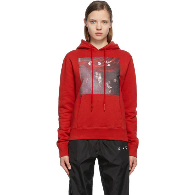 OFF-WHITE RED SPRAYED CARAVAGGIO SLIM HOODIE