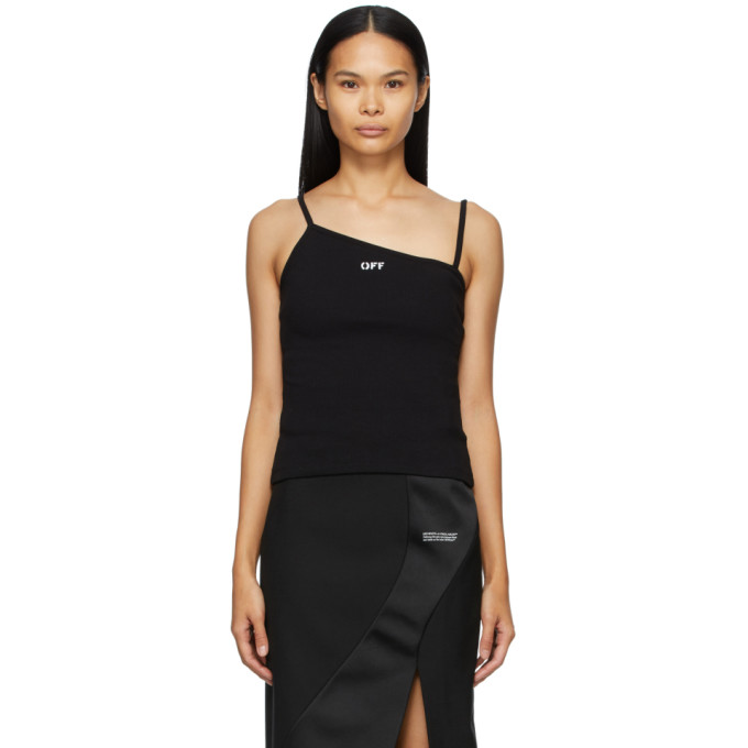 OFF-WHITE OFF-WHITE BLACK ASYMMETRIC RIB TANK TOP