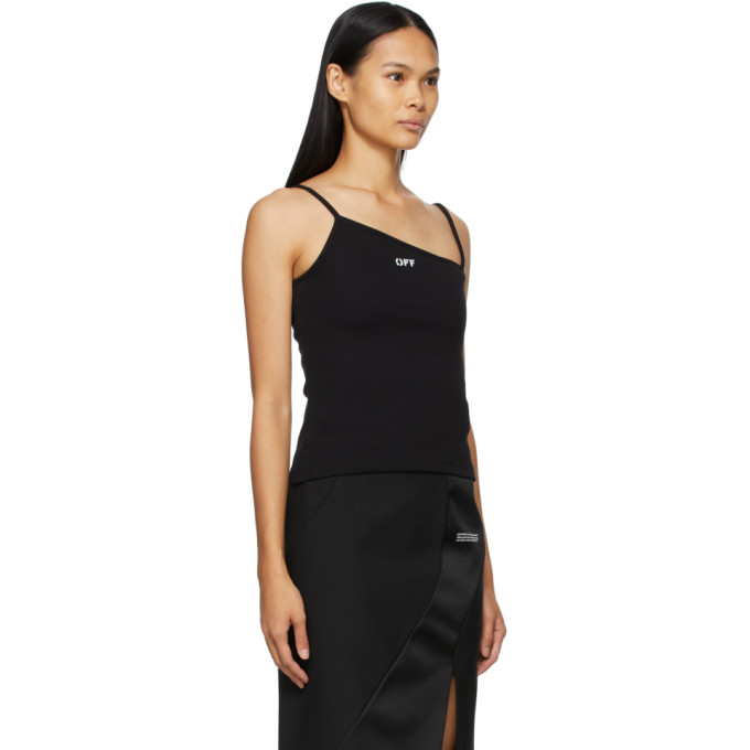 OFF-WHITE OFF-WHITE BLACK ASYMMETRIC RIB TANK TOP